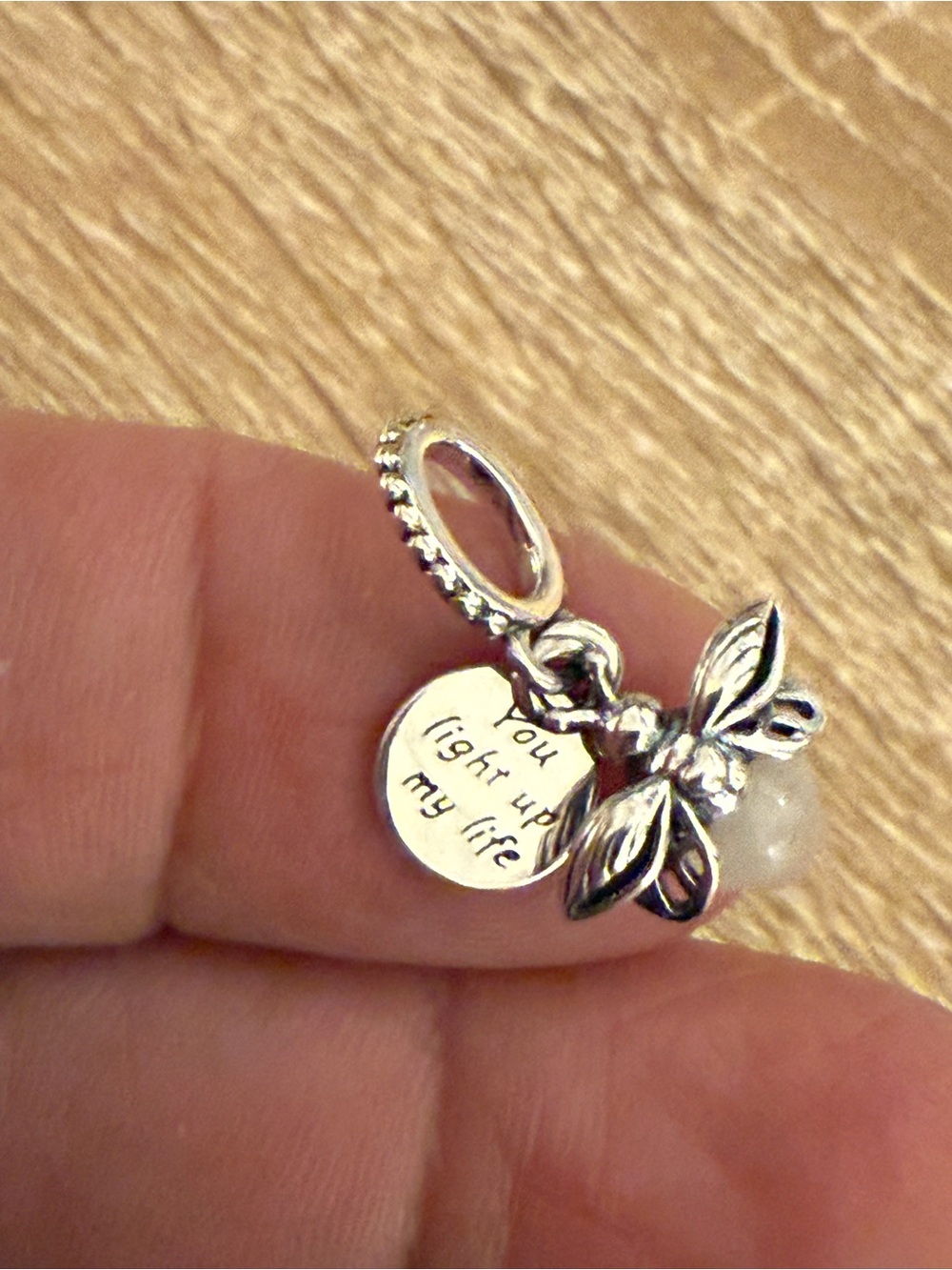Silver Bee Charm Pendant - 'You Light Up My Life'